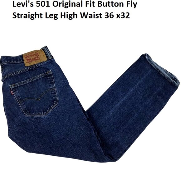Levi's 501 Vintage Original Fit Button Fly Straight Leg High Waist Jeans 36x32 - Picture 1 of 14
